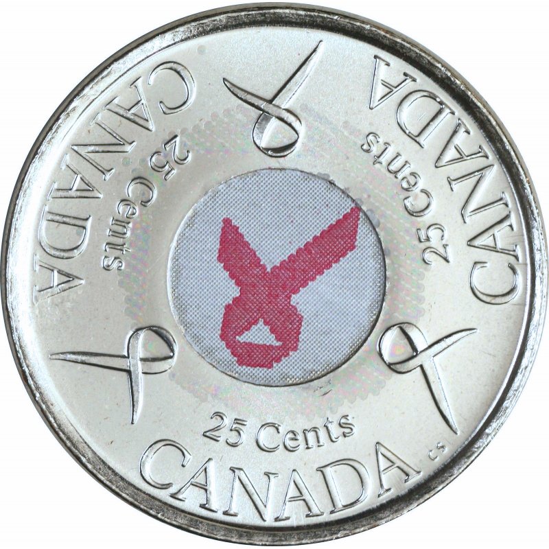NGC BU 2006 P カナダ クォーター 乳がん啓発ピンクリボン 2006-P Canadian 25-Cent Pink Ribbon, Breast Cancer Awareness